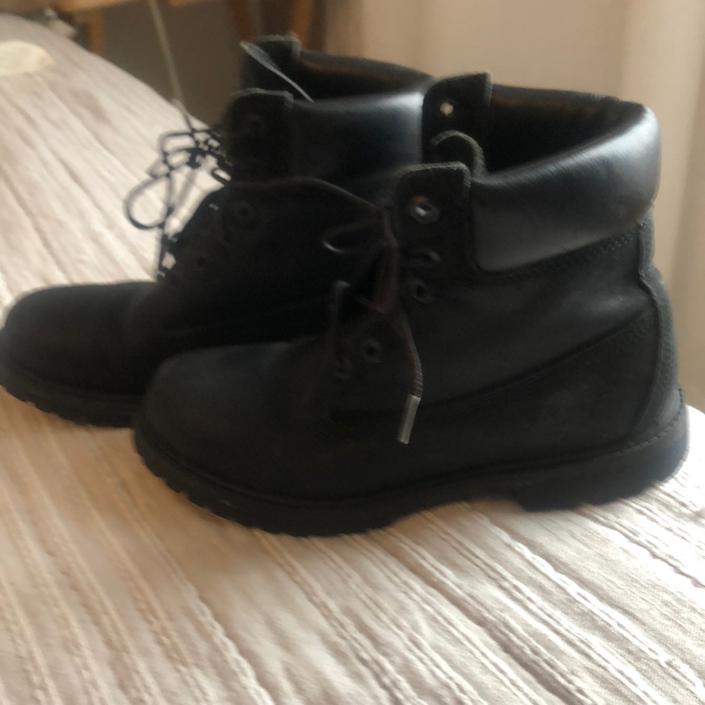 Black lace up Timberland boots